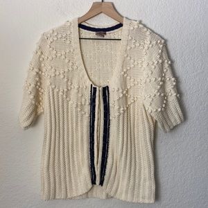 H&M short sleeve ivory hook and eye machine washable cardigan size 14